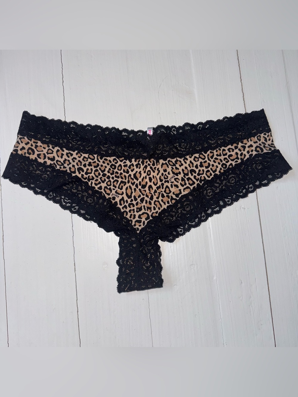 NWT Victoria’s Secret PINK Leopard Lace Panty Large Early PINK Era 2014